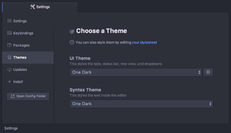 Changing the theme from Settings