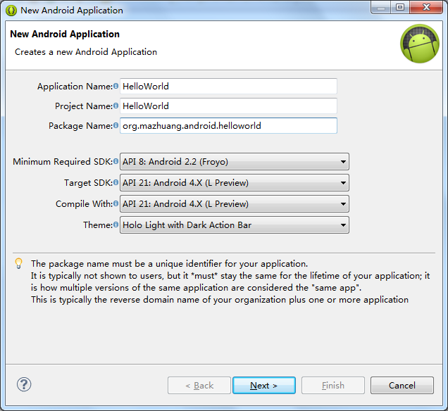 ADT new project default settings