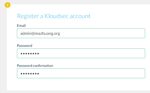 Register a Kloudsec account